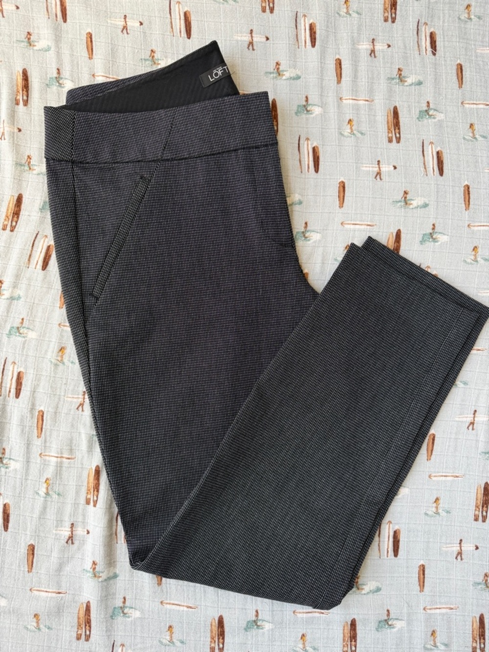 LOFT Marissa Skinny black check Micro-Pattern Cropped Pants EUC